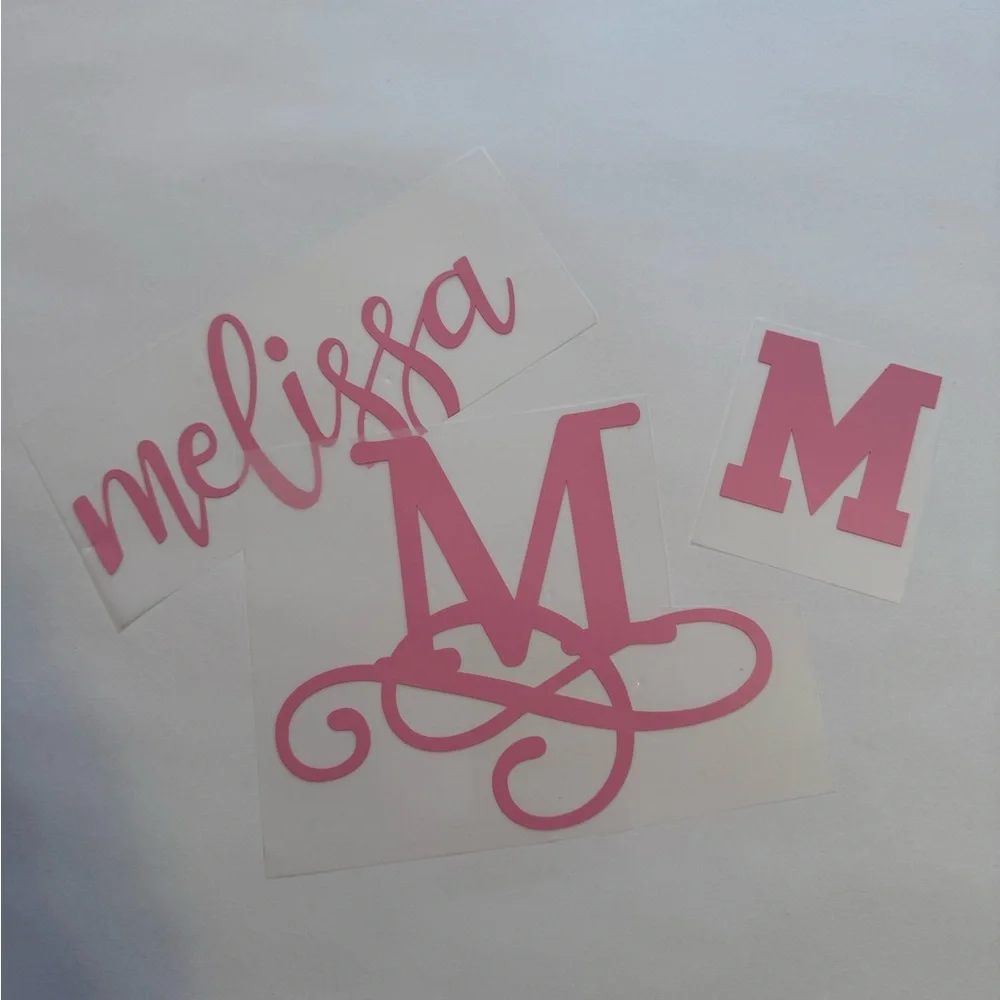 Set of 5 Vinyl Decals with name, letter, or monogram - Personalized